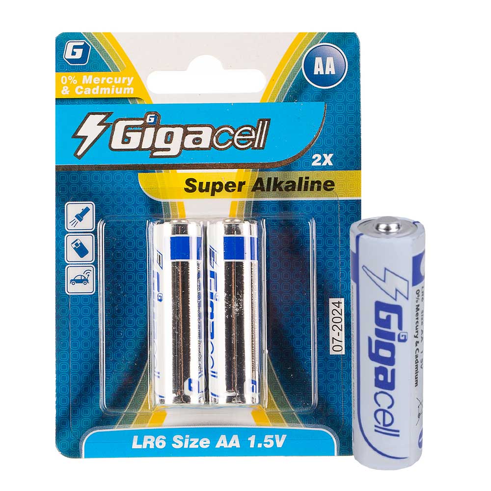 خرید باتری آلکالاین قلمی 2 عددی گیگاسل مدل GIGACELL SUPER Alkaline AA