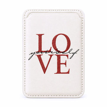 قیمت جا کارتی مگ سیف دار مدل WALLET MAGSAFE LOVE چرم طرح لاو سفید