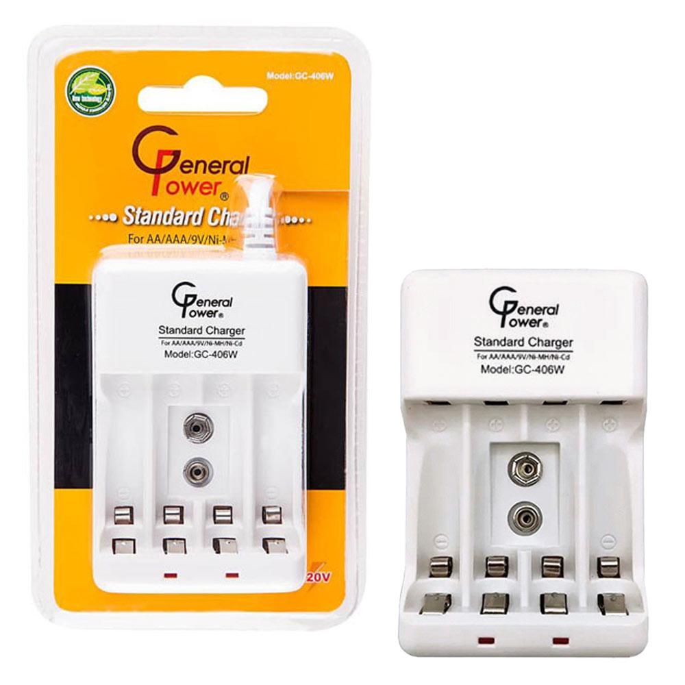 خرید شارژر باتری قلمی و نیم قلمی 4 عددی جنرال پاور مدل GENERAL POWER GC-406W