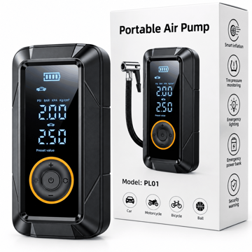 خرید پمپ باد پرتابل مدل Portable Air Pump PL01 مشکی
