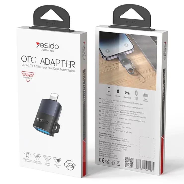 مبدل OTG لایتنینگ یسیدو مدل YESIDO GS32