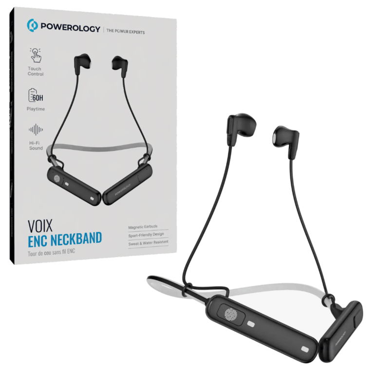 قیمت هندزفری بلوتوثی گردنی پاورولوژی مدل POWEROLOGY Voix ENC Neckband PWA23WNKB مشکی