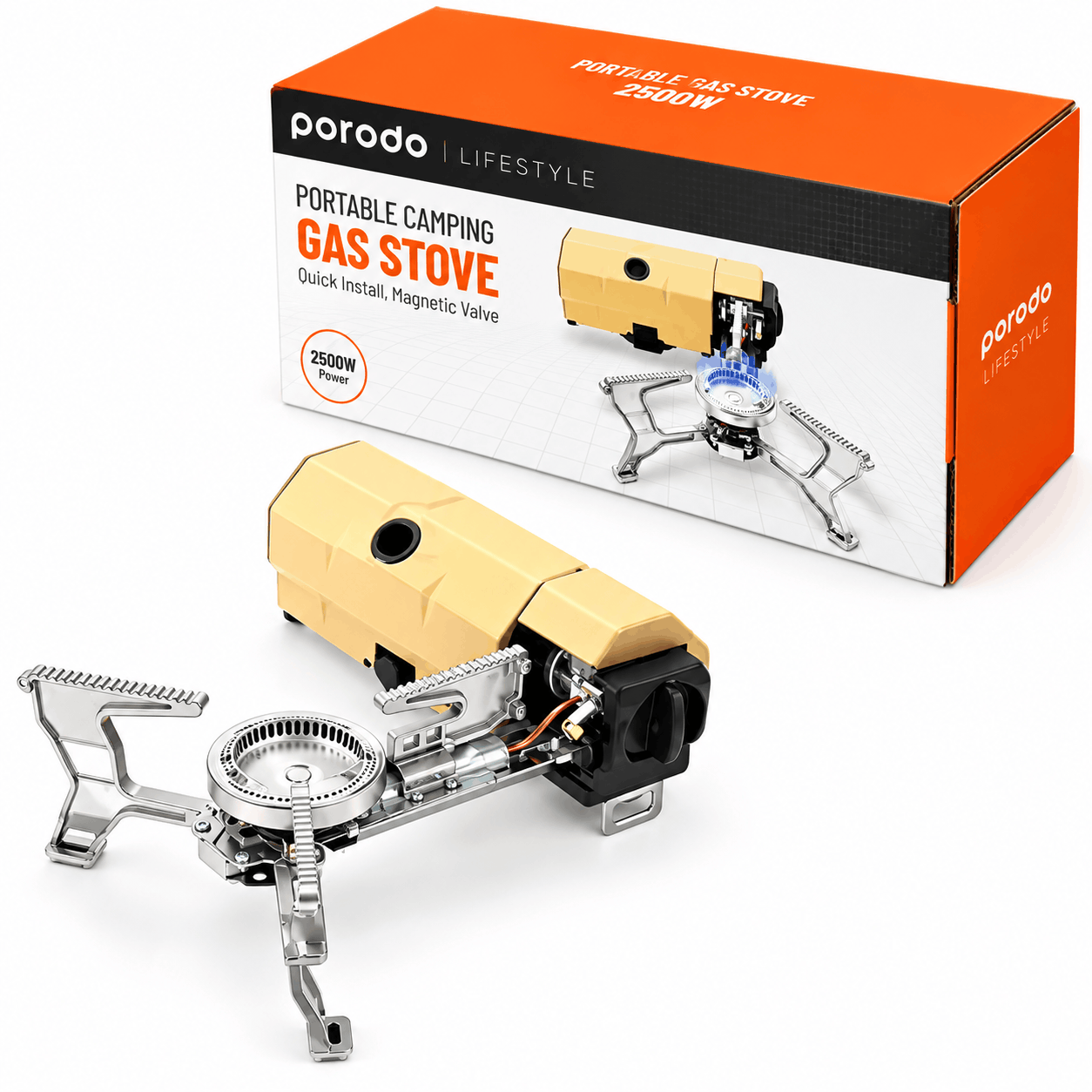 خرید گاز کمپینگ پرتابل پرودو مدل PORODO PD-LCMPSGS-LTBR GAS STOVE