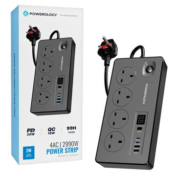 خرید چندراهی برق تایمردار پاورولوژی مدل POWEROLOGY PWCUQC045BK Power Strip PD 20W