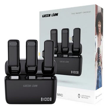 میکروفن بی‌سیم دو نفره گرین لاین مدل GREEN LION Duo Cast Lightning GNDCTWMICLGBK