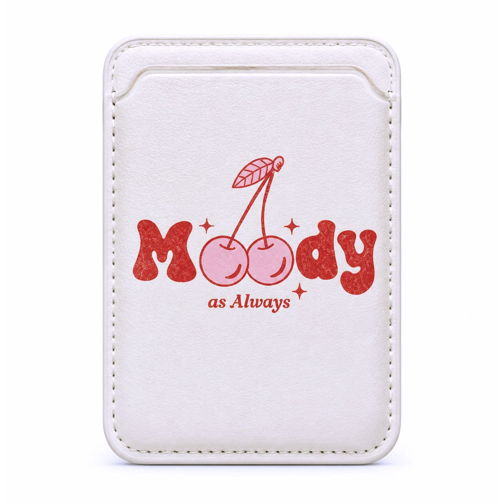 جا کارتی مگ سیف دار مدل WALLET MAGSAFE Moody چرم طرح مودی سفید