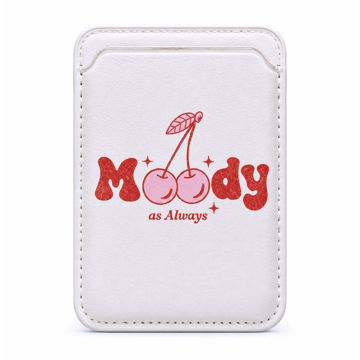 جا کارتی مگ سیف دار مدل WALLET MAGSAFE Moody چرم طرح مودی سفید