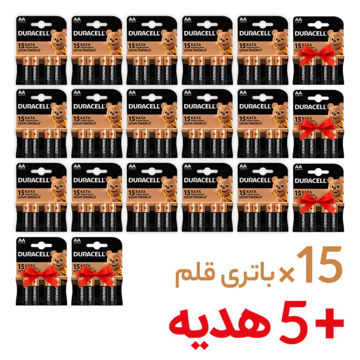 خرید باتری قلم آلکالاین 4 کارتی دوراسل مدل DURACELL 15KATA اصلی بسته 20 عددی( 15 عدد+ 5 عدد هدیه)
