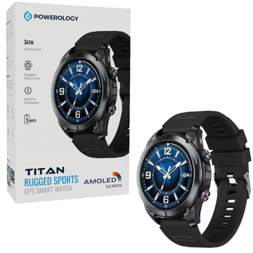 خرید ساعت هوشمند پاورولوژی مدل POWEROLOGY PSWAGBTBK AMOLED GPS Smart Watch مشکی
