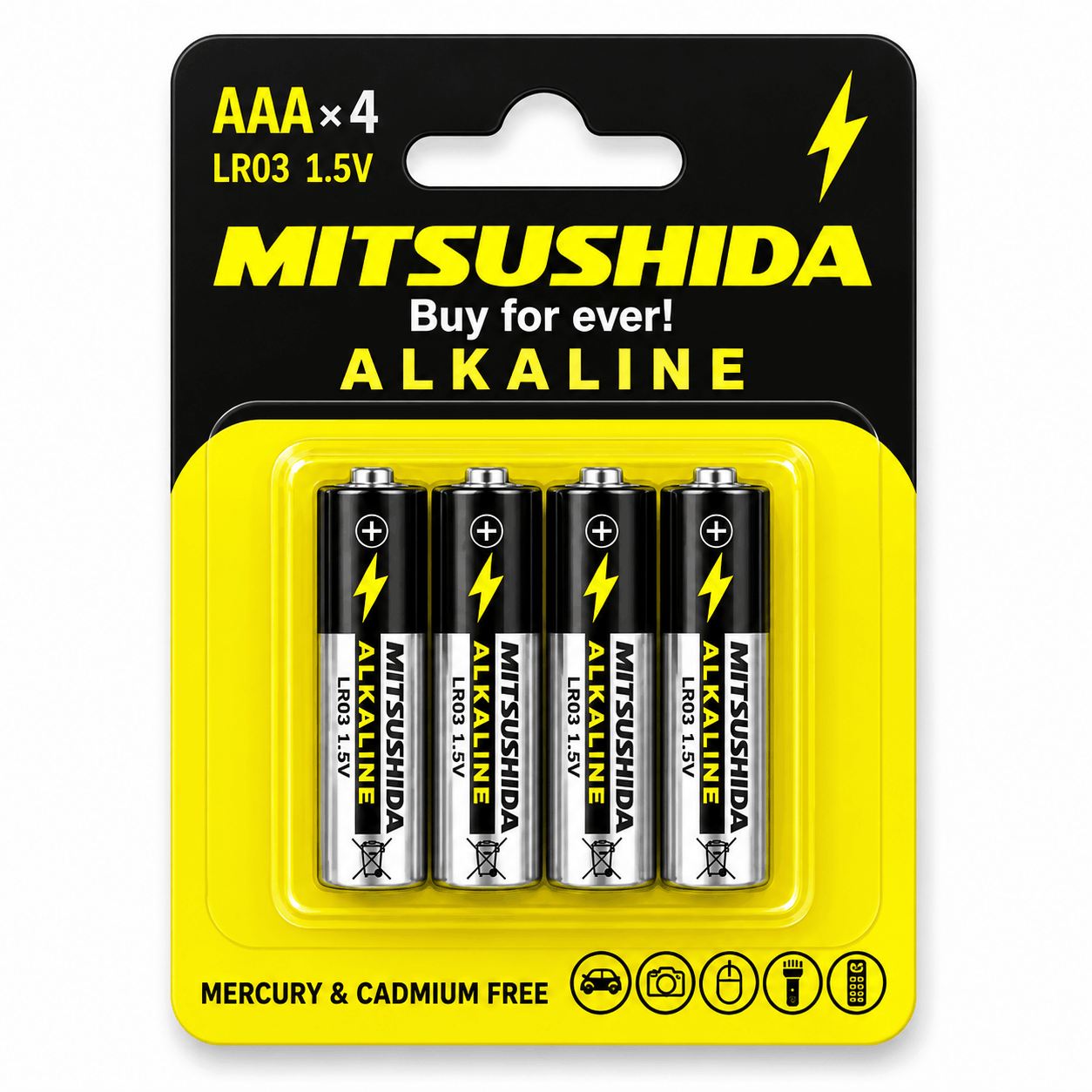 خرید باتری آلکالاین نیم قلم میتسوشیدا مدل MITSUSHIDA AAA بسته 4 عددی