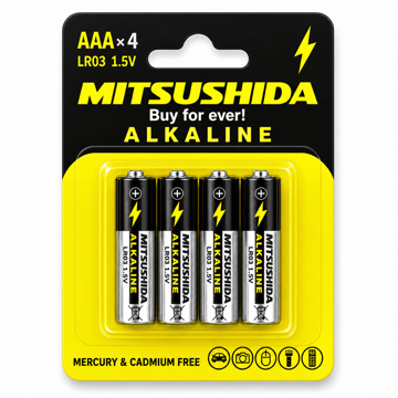 خرید باتری آلکالاین نیم قلم میتسوشیدا مدل MITSUSHIDA AAA بسته 4 عددی