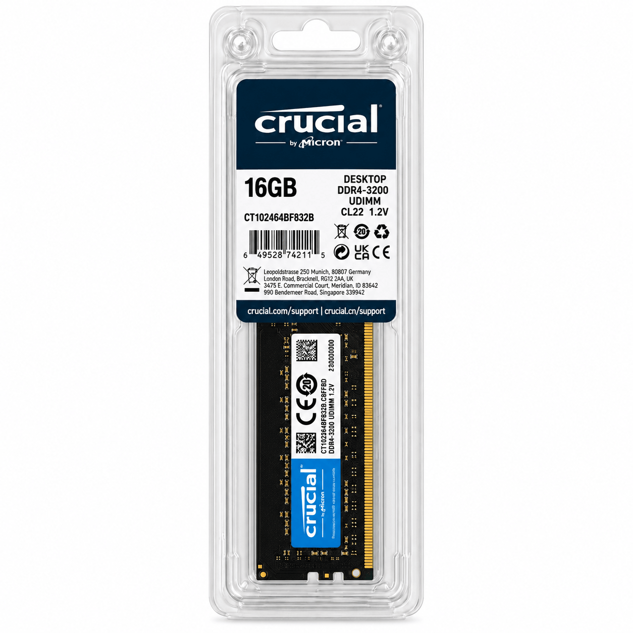 خرید رم دسکتاپ کروشیال مدل CRUSIAL CT16GDFRA32A DDR4 CL22 3200MHz 16GB