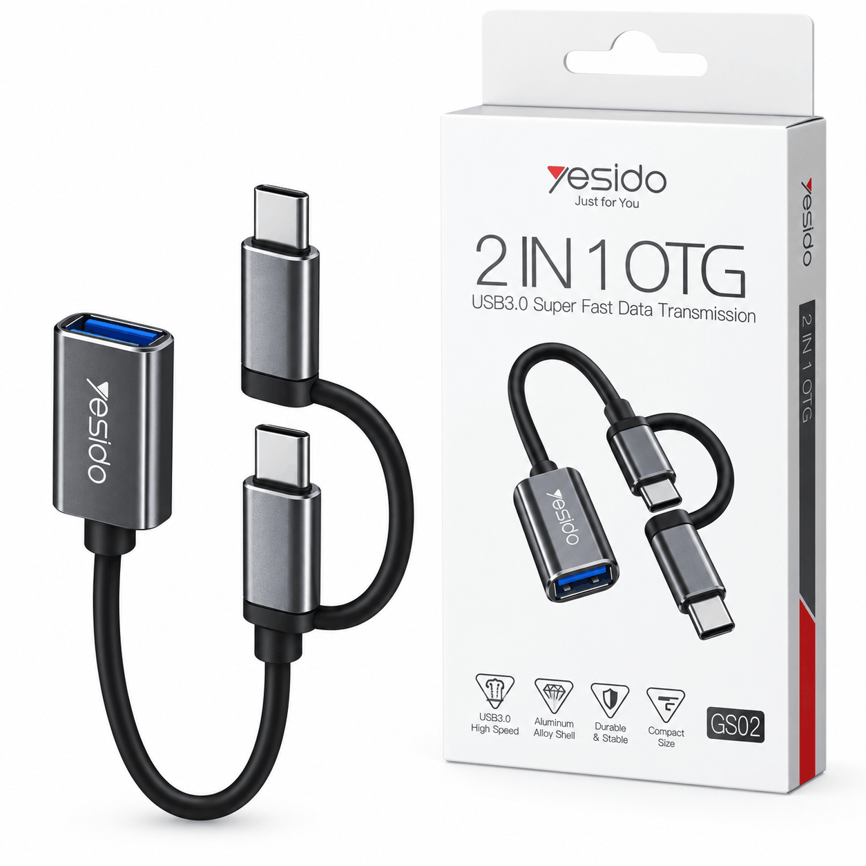 خرید تبدیل چند کاره یسیدو مدل YESIDO GS02 2IN1 OTG