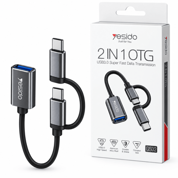 خرید تبدیل چند کاره یسیدو مدل YESIDO GS02 2IN1 OTG
