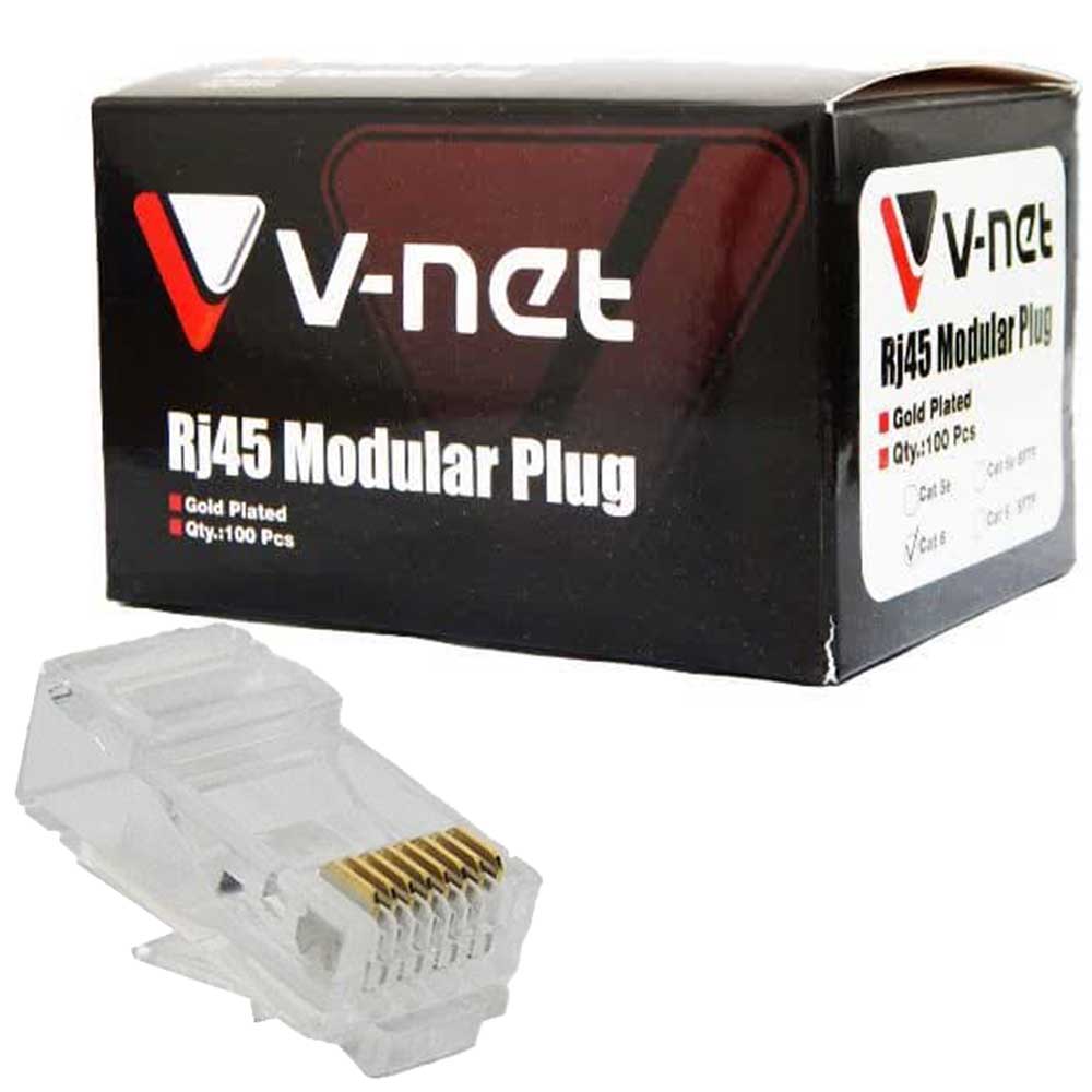 خرید سوکت شبکه CAT6 وی نت V-NET V-NC6U0100 UTP بسته 100عددی