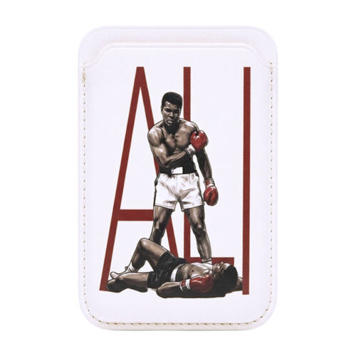 خرید جا کارتی مگ سیف دار مدل WALLET MAGSAFE Muhammad Ali Boxer چرم طرح بوکسر سفید