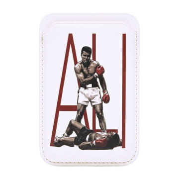 خرید جا کارتی مگ سیف دار مدل WALLET MAGSAFE Muhammad Ali Boxer چرم طرح بوکسر سفید