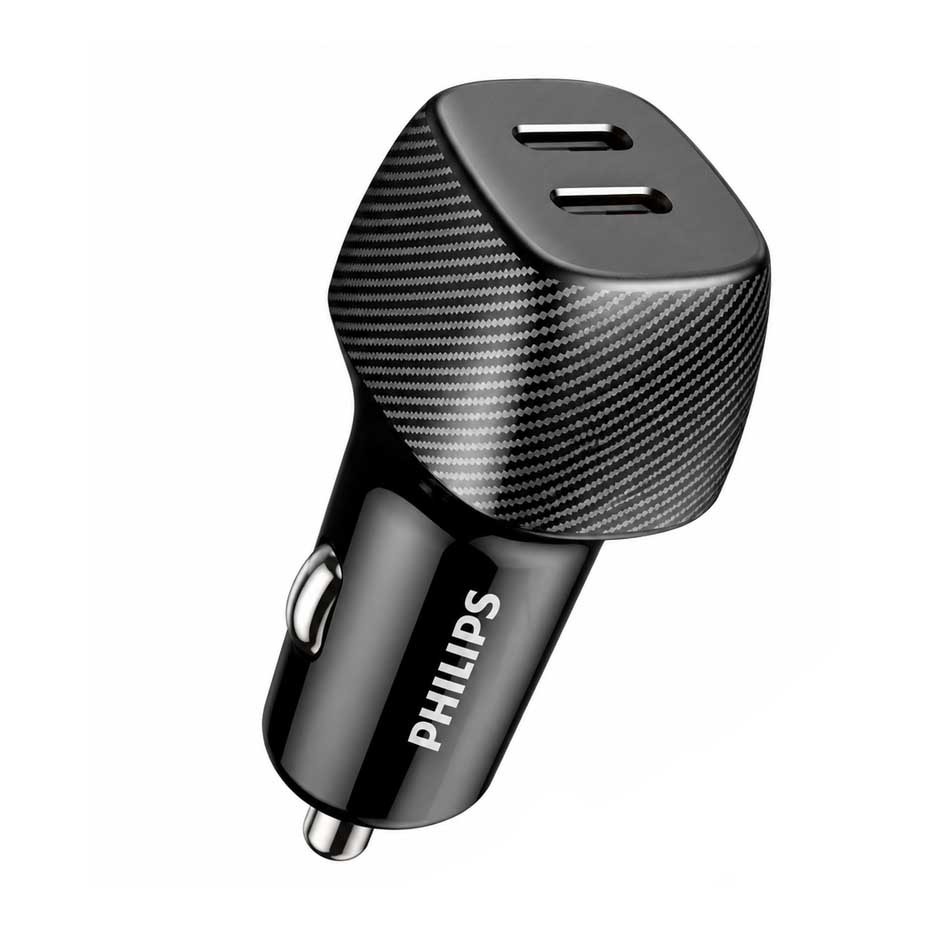 خرید شارژر فندکی 60 وات PD فیلیپس مدل PHILIPS DLP5522CC همراه کابل