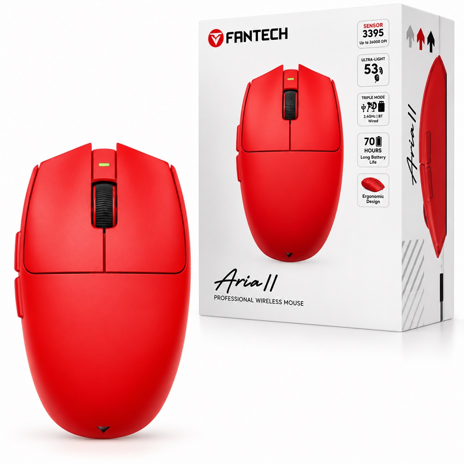 خرید ماوس بی سیم گیمینگ فنتک مدل FANTECH ARIA II XD7V2 قرمز