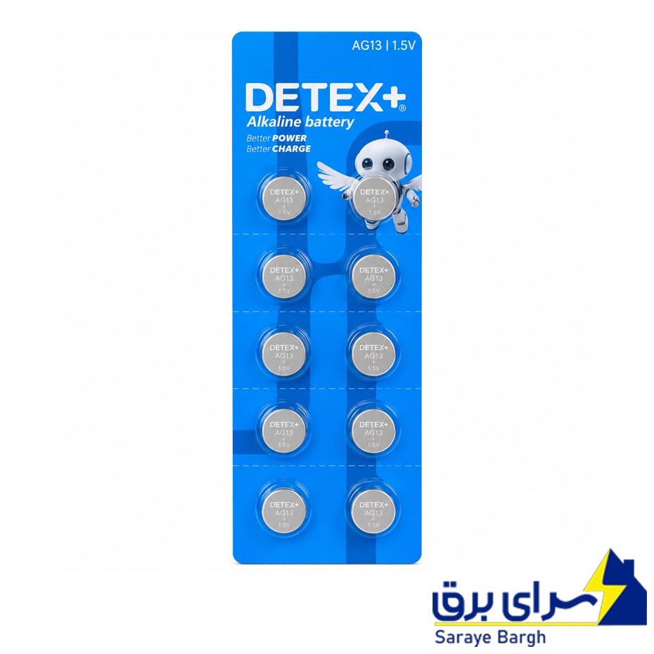 قیمت باتری سکه ای آلکالاین دیتکس پلاس مدل DETEX+ AG13 1.5V بسته 10 عددی