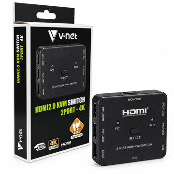 خرید دستگاه کی وی ام وی نت مدل V-NET V-SWKHM4K2 4K 2PORT HDMI KVM