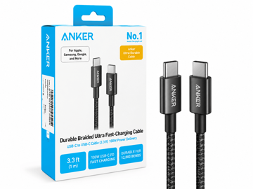 خرید کابل شارژ دو سر تایپ سی انکر مدل ANKER A8756H11 100W TYPE-C PD مشکی طول 1 متر