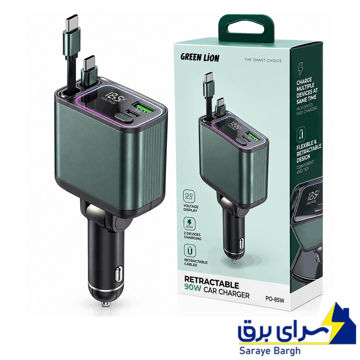 قیمت شارژر فندکی گرین لاین مدل GREEN LION GNRCC90WGN RETACTABLE PD 90W