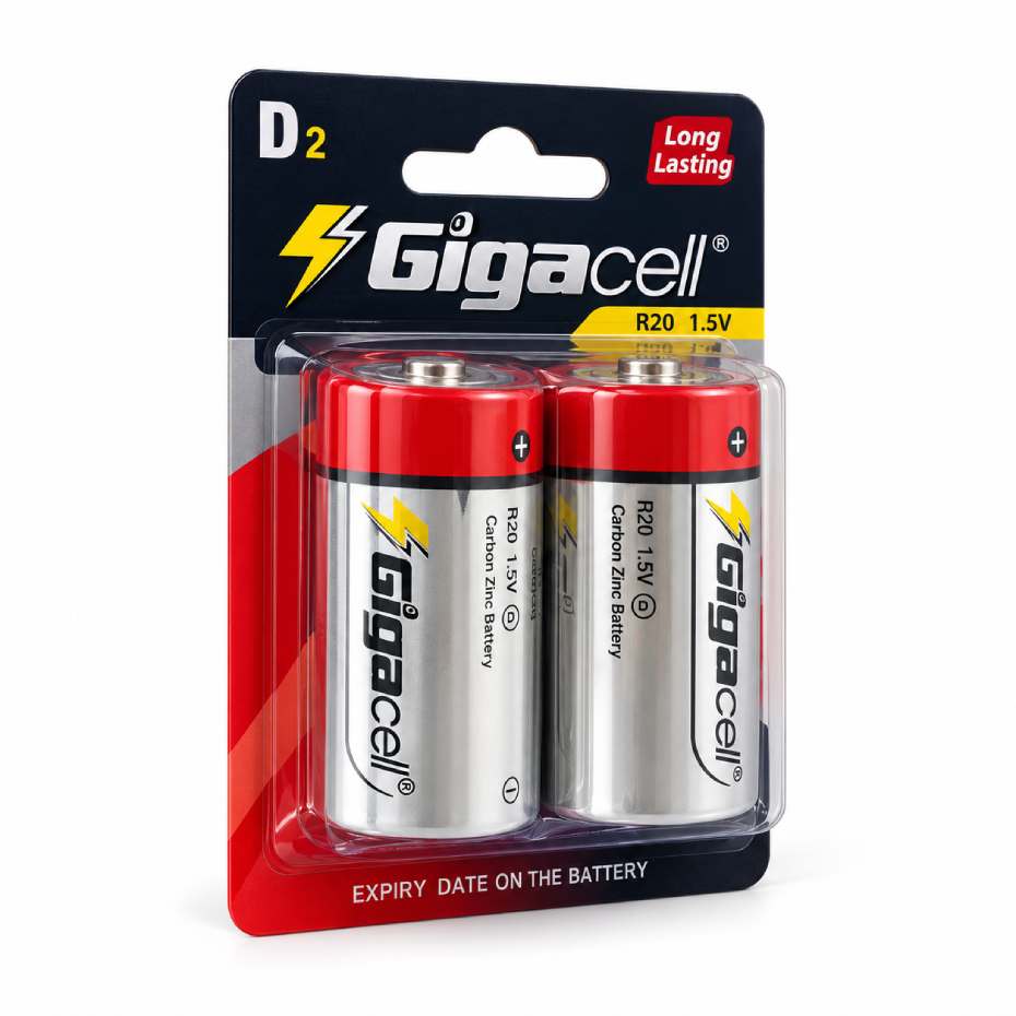 قیمت باتری بزرگ سایز D ساده گیگاسل مدل Gigacell Ultra R20 D2 دو کارتی