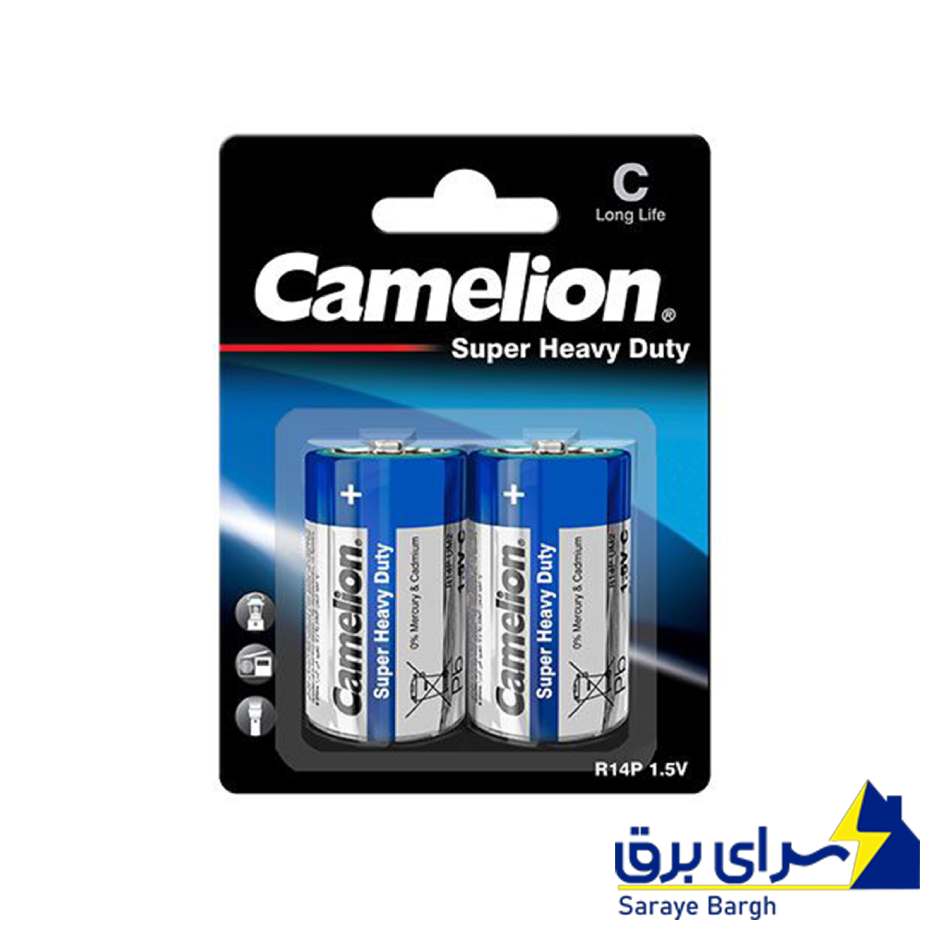 خرید باتری متوسط سایز C ساده 2 کارتی کملیون مدل CAMELION 1.5v
