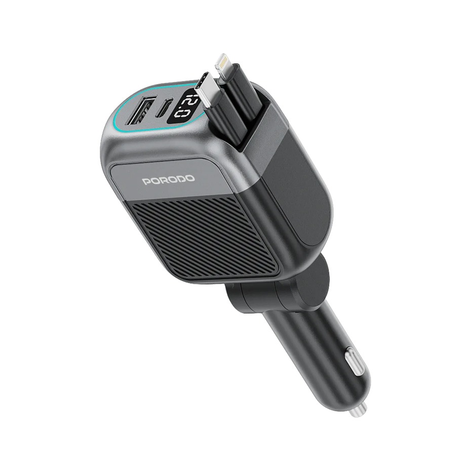 خرید شارژر فندکی پرودو مدل PORODO PDCCR33BK SPIDER PD 30W